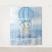 Blue Elephant Hot Air Ballon Hintergrund Wandteppich (Vorderseite)