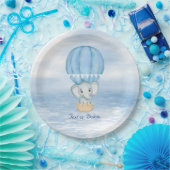 Blue Elephant Hot Air Ballon Paper Plate Pappteller (Party)