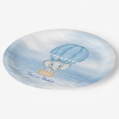 Blue Elephant Hot Air Ballon Paper Plate Pappteller (Schrägansicht)