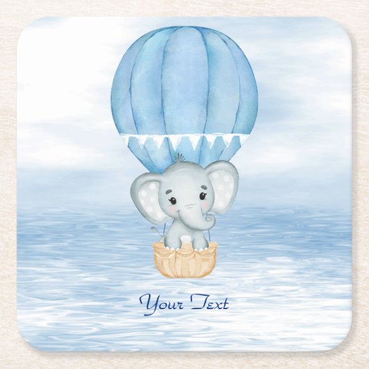 Blue Elephant Hot Air Ballon Paper Untersetzer (Vorderseite)