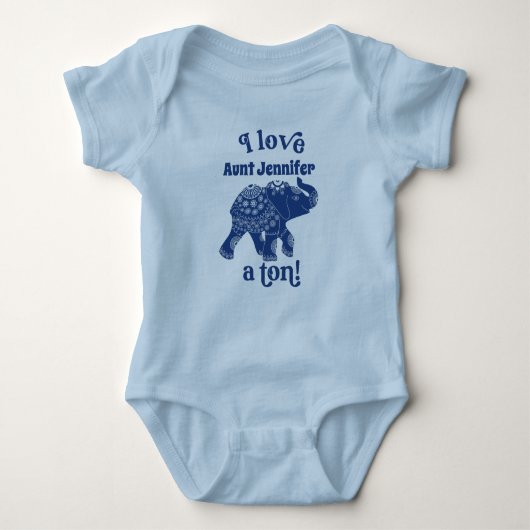 Blue Elephant I Liebe Name a Ton Personalisiert Baby Strampler (Vorderseite)