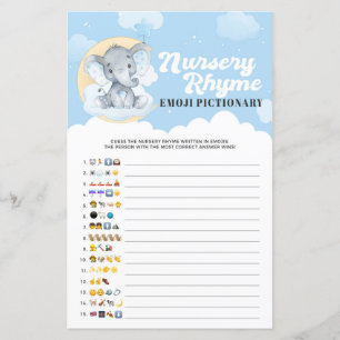 Blue Elephant Kinderzimmer Rhyme Emoji Pictionary 
