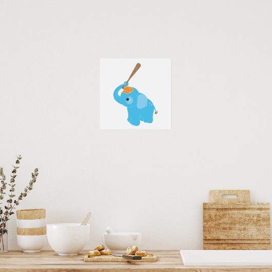 Blue Elephant Kinderzimmer Wall Print Poster (Küche)