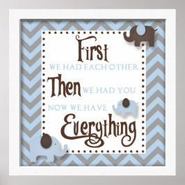 Blue Elephant Kinderzimmer Word Wall Art Poster