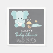Blue Elephant Klein in Diapers Bird Baby Shower Serviette (Vorderseite)