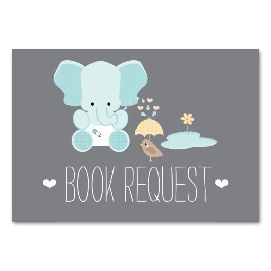 BLUE ELEPHANT KLEINE BIRD BOOK REQEUST CARD TISCHNUMMER (Rückseite)