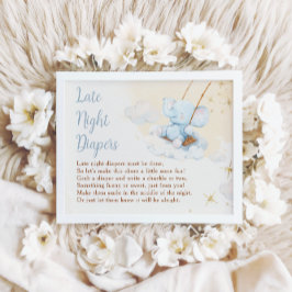 Blue Elephant Late Night Diapers Baby Shower Poster