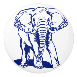 Blue Elephant Line Zeichnend Keramik Knoblauch Keramikknauf