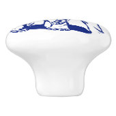 Blue Elephant Line Zeichnend Keramik Knoblauch Keramikknauf (Seitenansicht)