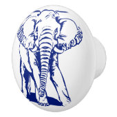 Blue Elephant Line Zeichnend Keramik Knoblauch Keramikknauf (Rechts)