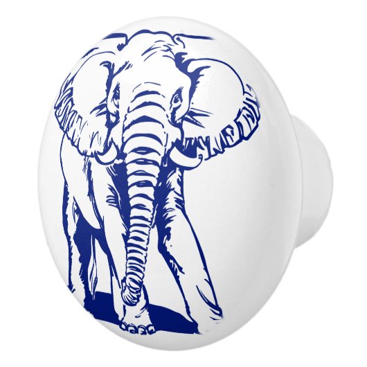 Blue Elephant Line Zeichnend Keramik Knoblauch Keramikknauf (Rechts)