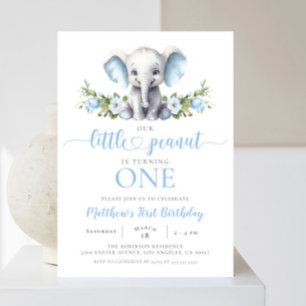 Blue Elephant Little Peanut Boy 1. Geburtstag Einladung