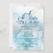 Blue Elephant Long Distance Baby Dusche per Mail Einladung (Rückseite)