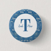 Blue Elephant Mandala Button (Vorderseite)