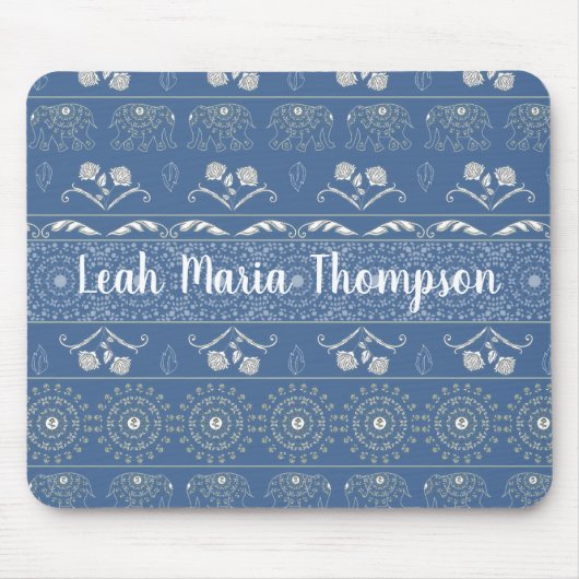 Blue Elephant Mandala Mousepad (Vorne)