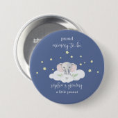 Blue Elephant Mommy to Be Baby Shower Button (Vorne & Hinten)