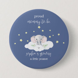Blue Elephant Mommy to Be Baby Shower Button