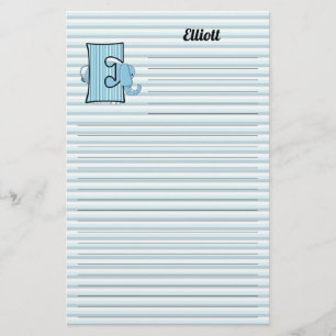 Blue Elephant Mongrammatier Letter E Lined Briefpapier