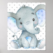 Blue Elephant Niedlich Baby Boy Kinderzimmer Gesch Poster (Vorne)