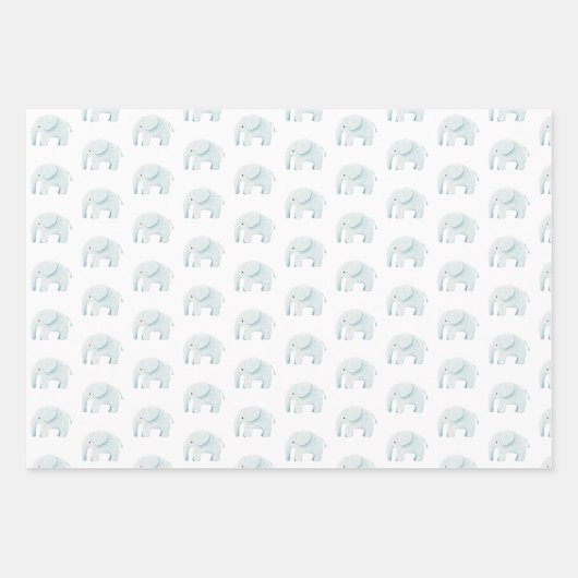 Blue Elephant Niedlich Boy Baby Shooter Baby Boy Geschenkpapier Set (Vorderseite 2)