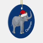 Blue Elephant Niedlich Monogram Christmas Keramik Ornament (Rechts)