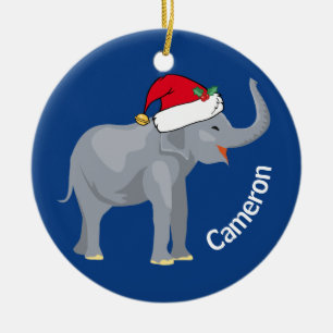 Blue Elephant Niedlich Monogram Christmas Keramik Ornament