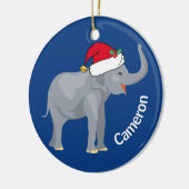 Blue Elephant Niedlich Monogram Christmas Keramik Ornament (Links)