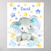 Blue Elephant Personalisiert Custom Kinderzimmer B Poster (Vorne)