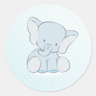 Blue Elephant Polka Dots Runder Aufkleber