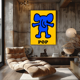 Blue Elephant Pop Art - Bold Animal Silhouette Poster