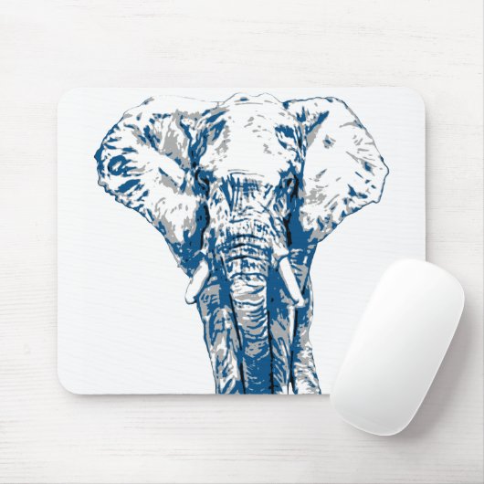 Blue Elephant - Pop Art Style & Posterized Mousepad (Mit Mouse)