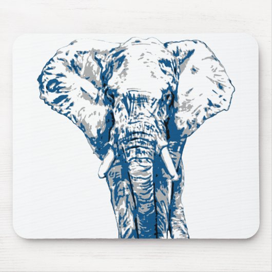 Blue Elephant - Pop Art Style & Posterized Mousepad (Vorne)