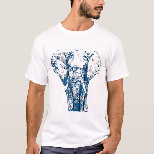 Blue Elephant - Pop Art Style & Posterized T-Shirt (Vorderseite)