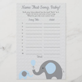 Blue Elephant rät das Baby Song Baby Shower Game Flyer