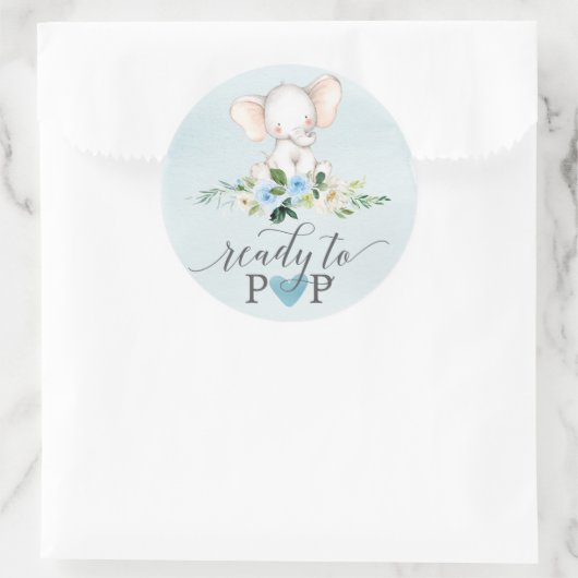 Blue Elephant Ready To Pop Baby Favor Stickers (Tasche)