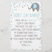 Blue Elephant Say Baby Shower Game Briefpapier (Vorderseite)