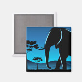 Blue Elephant Silhouette Artwork Magnet (Vorderseite/Rückseite)