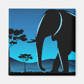 Blue Elephant Silhouette Artwork Magnet (Vorne)