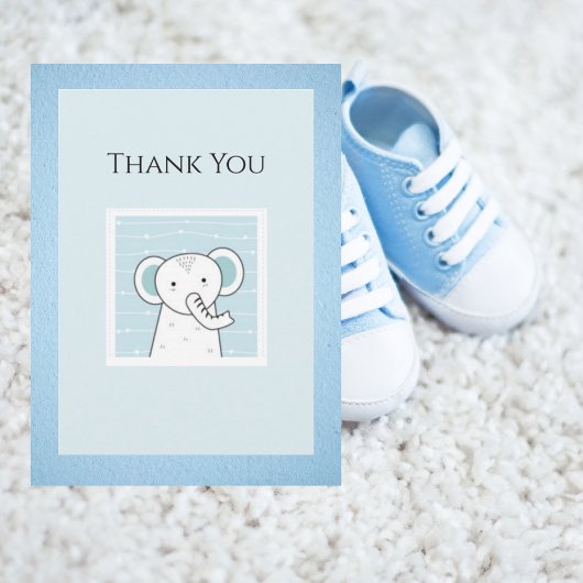 Blue Elephant Simple Modern Baby Dankeskarte