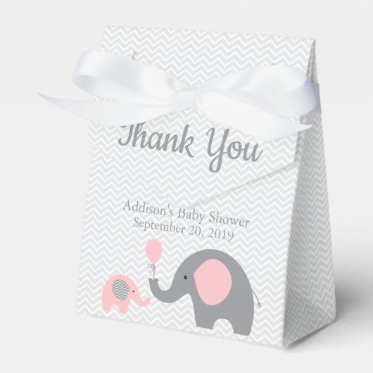 Blue Elephant Themed Baby Dusche Gefallen Box Ribb Geschenkschachtel (Vorderseite)