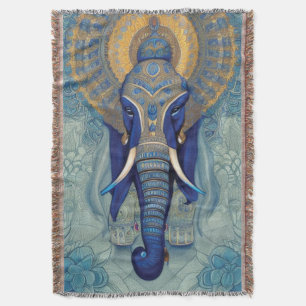 Blue Elephant Throw Blanket Decke