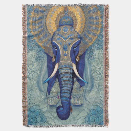 Blue Elephant Throw Blanket Decke (Vorderseite Vertikal)