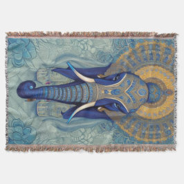 Blue Elephant Throw Blanket Decke