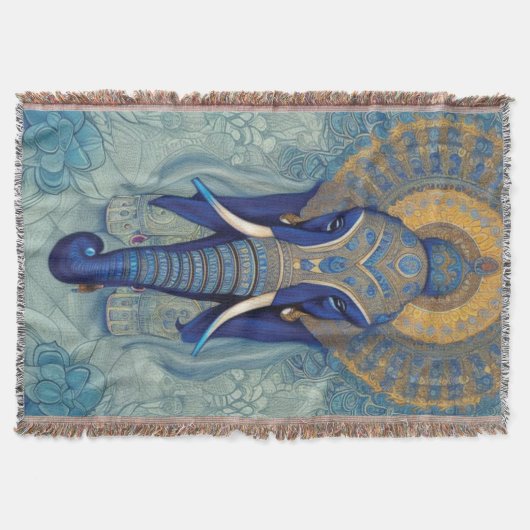 Blue Elephant Throw Blanket Decke (Vorderseite)