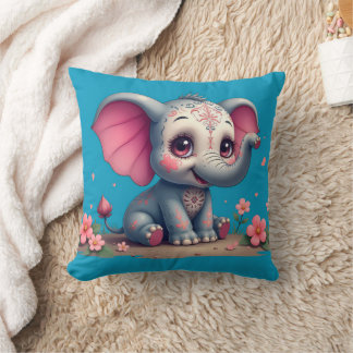 Blue Elephant Throw Pillow Kissen