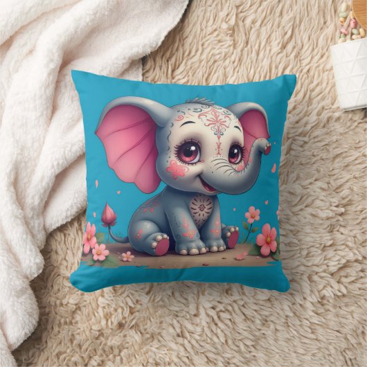 Blue Elephant Throw Pillow Kissen (Decke)