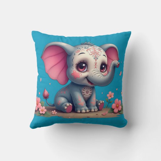 Blue Elephant Throw Pillow Kissen (Rückseite)