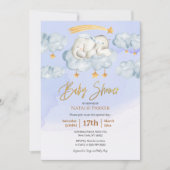 Blue Elephant Twinkle Little Star Boy Baby Dusche Einladung (Vorderseite)