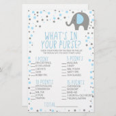 Blue Elephant Was ist in Purse Baby Shower Game Briefpapier (Vorne/Hinten)