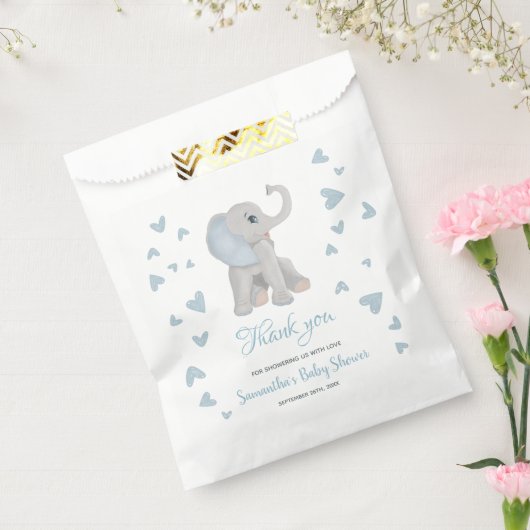 Blue Elephant Watercolor Boy Baby Shower Geschenktütchen (Versiegelt)